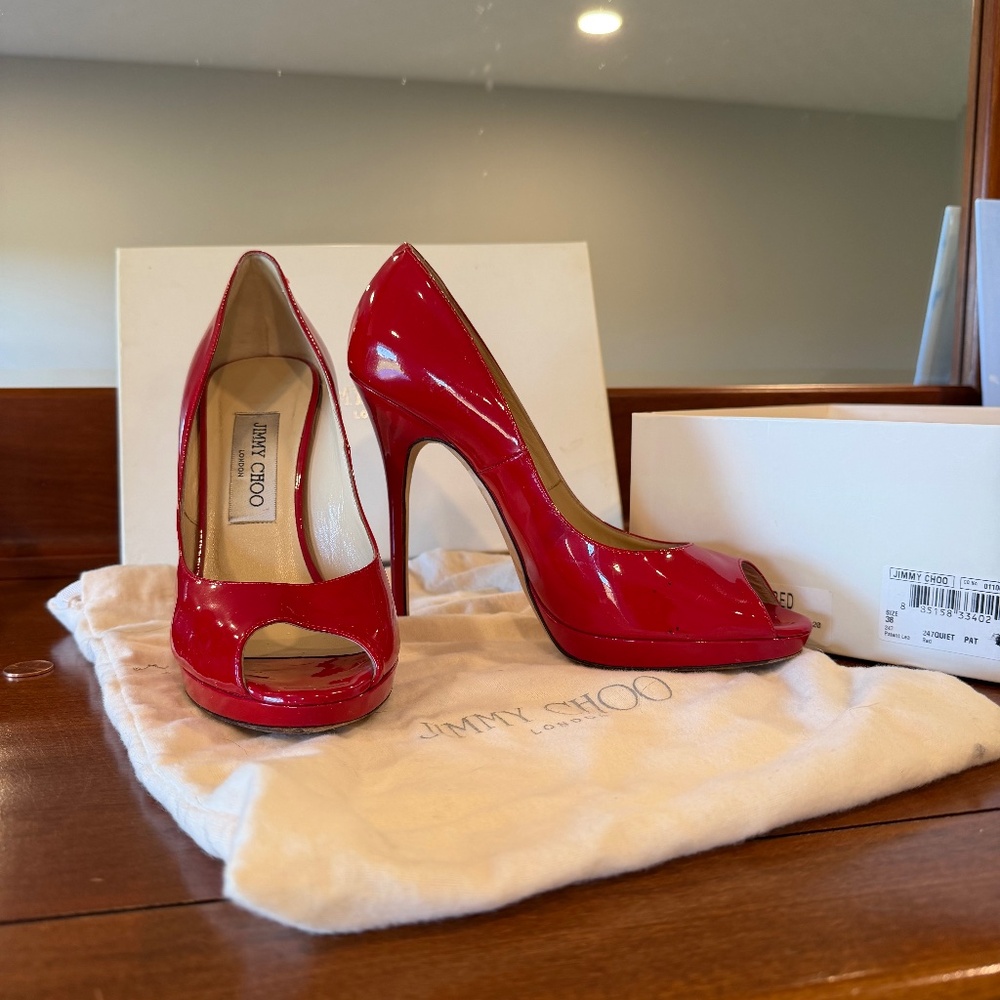 Jimmy choo patent red leather